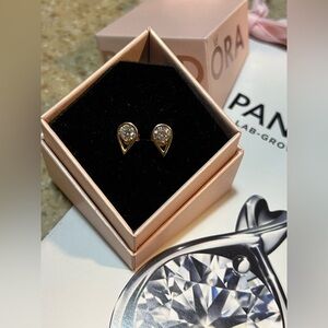 PANDORA Diamond Earrings 1.0 Carat tw 14k Yellow Gold Infinite Lab Grown NIB